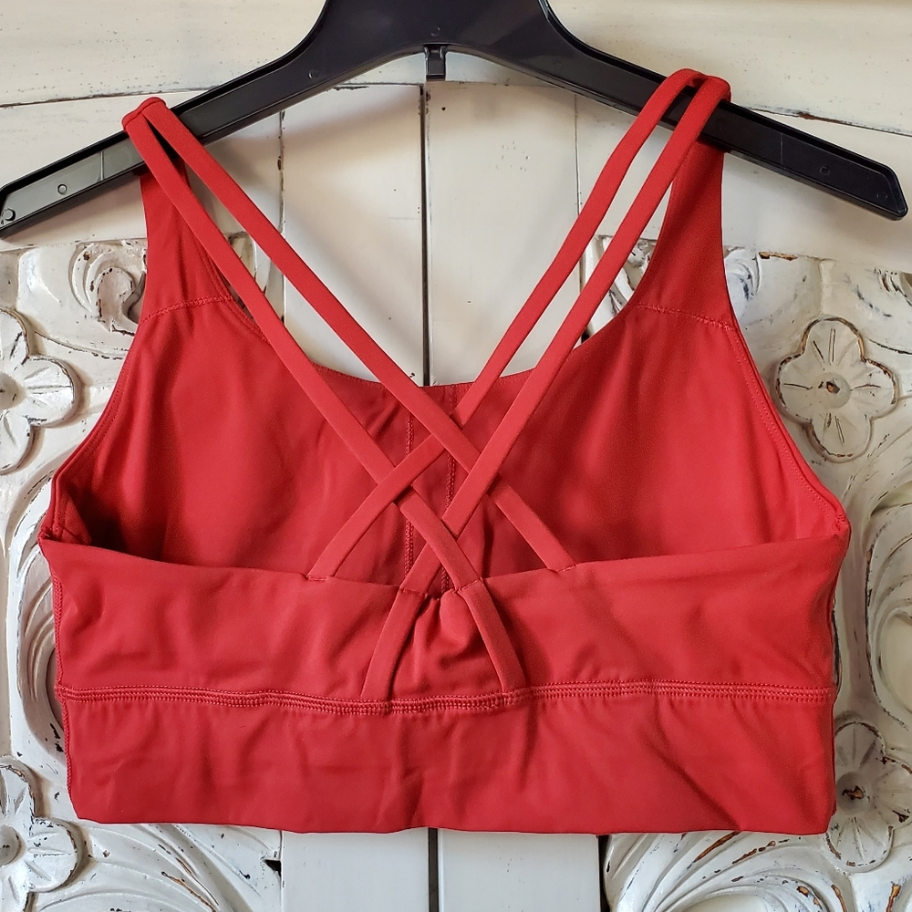 Red Strappy back long line sports bra - Picture 5 of 14